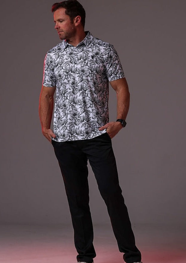 The Black Floral Polo