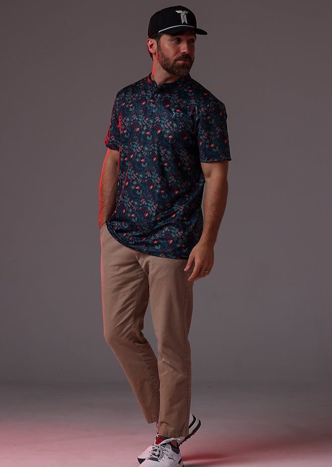 Midnight Bloom ( Round Collarless Polo)