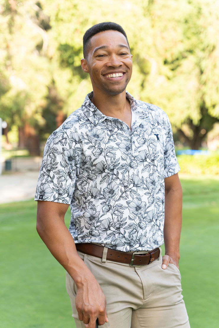The Black Floral Polo